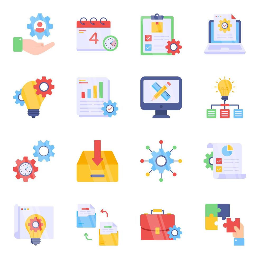 Pack of Project Management Flat Icons vector