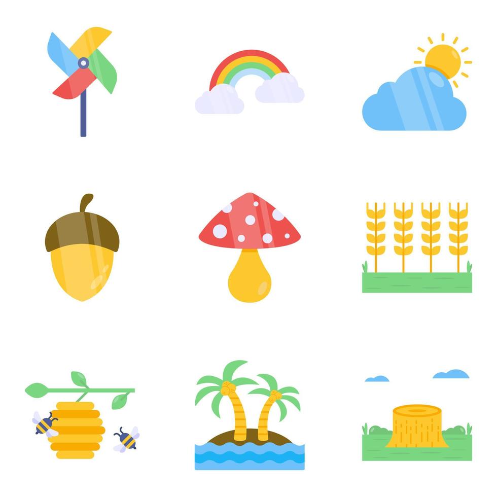 Pack of Travel and Location Flat Icons vector