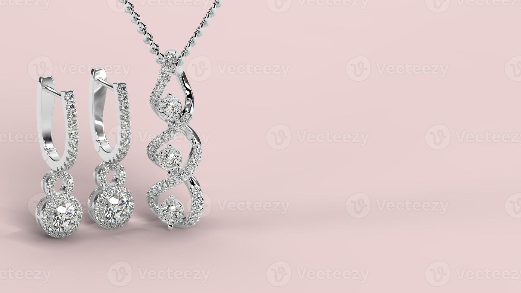 diamond pendant set in white gold platinum 3d render photo