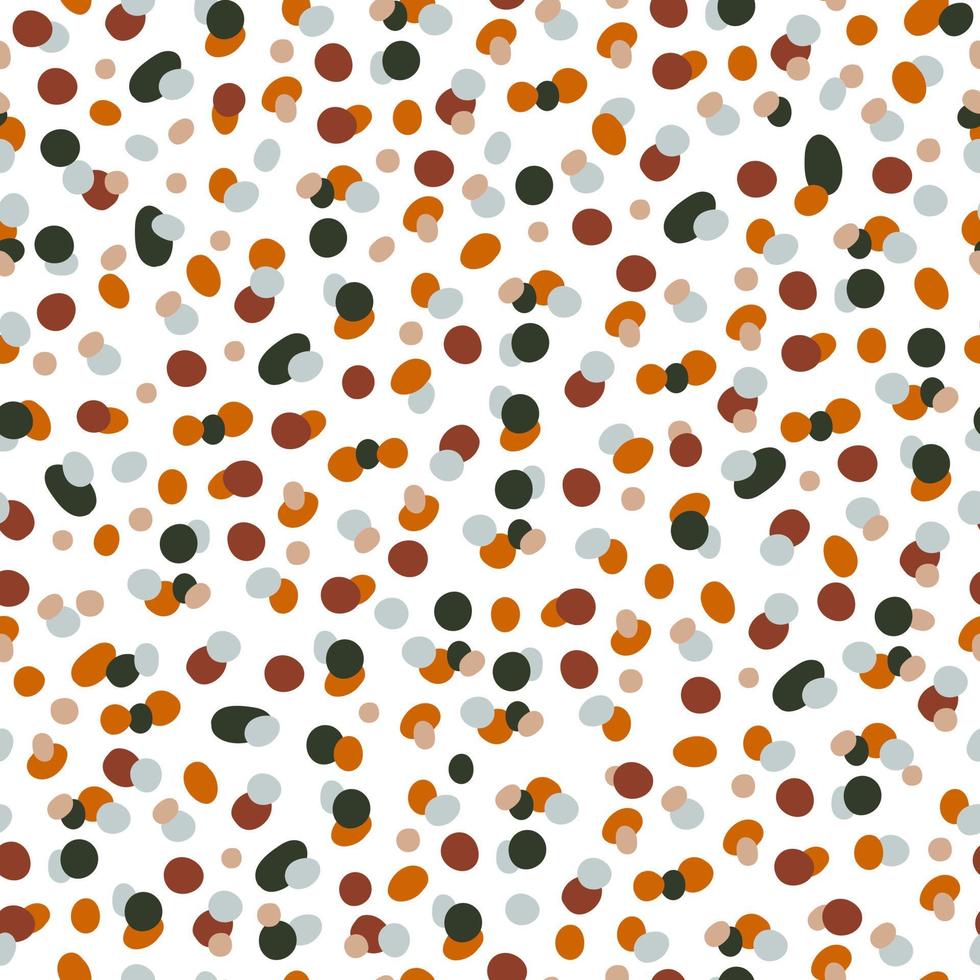 Modern abstract polka dots seamless pattern with colorful hand drawn various small spots on white background. Creative vector design