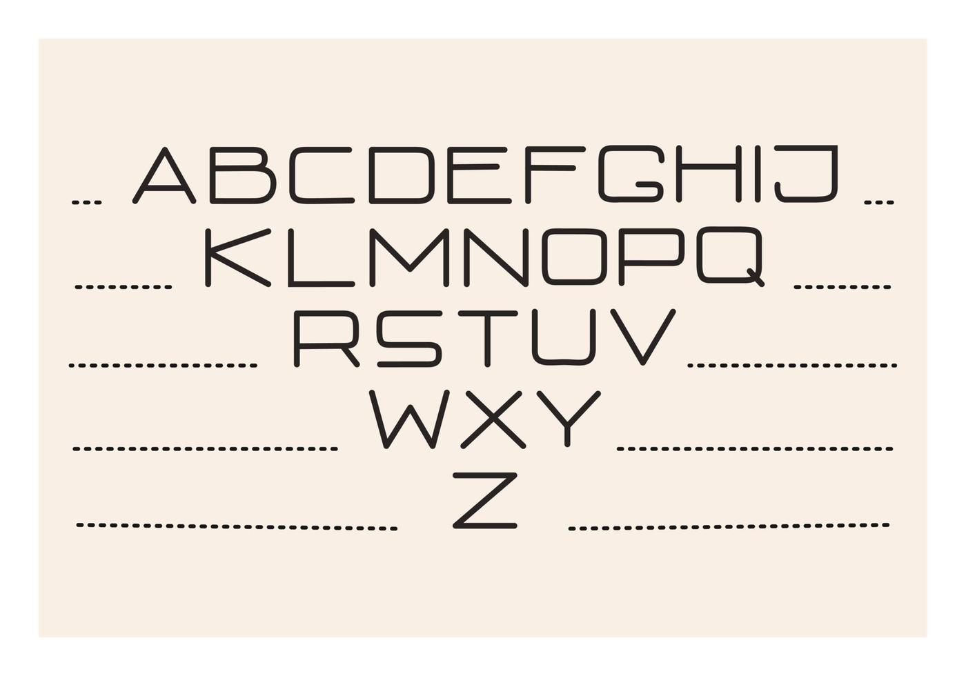Creative thin linear alphabet. Minimal latin black letters. Vector illustration