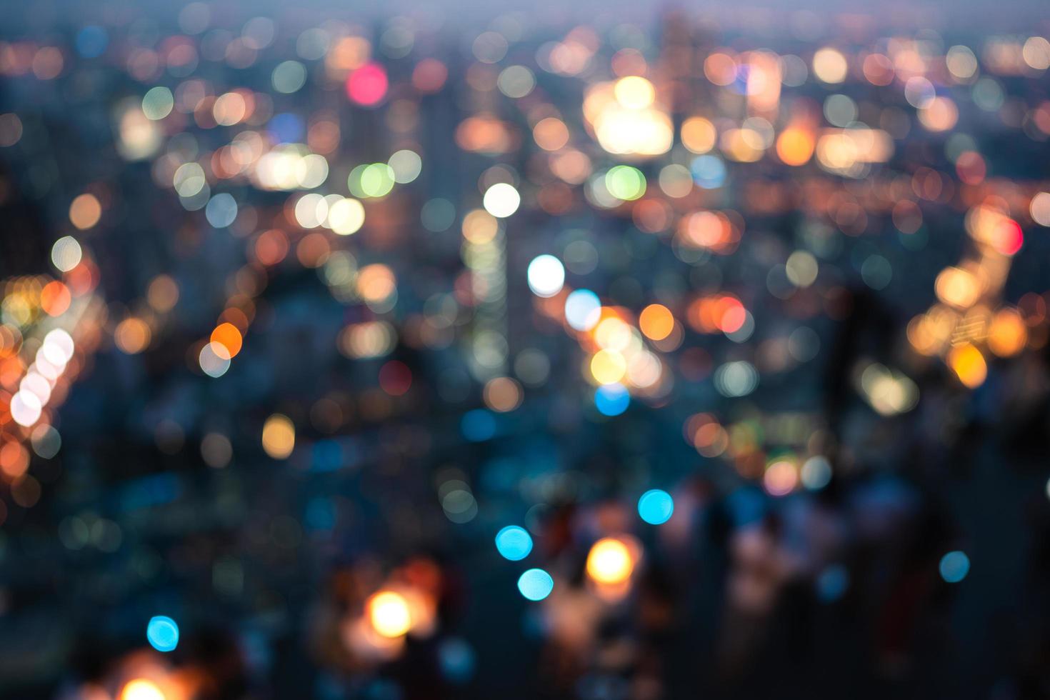 Bokeh bangkok city top view with people photo