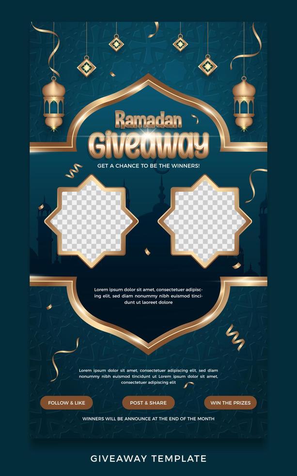 Ramadan giveaway poster template vector