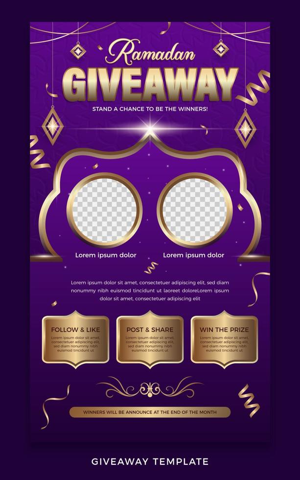 Ramadan giveaway poster template vector