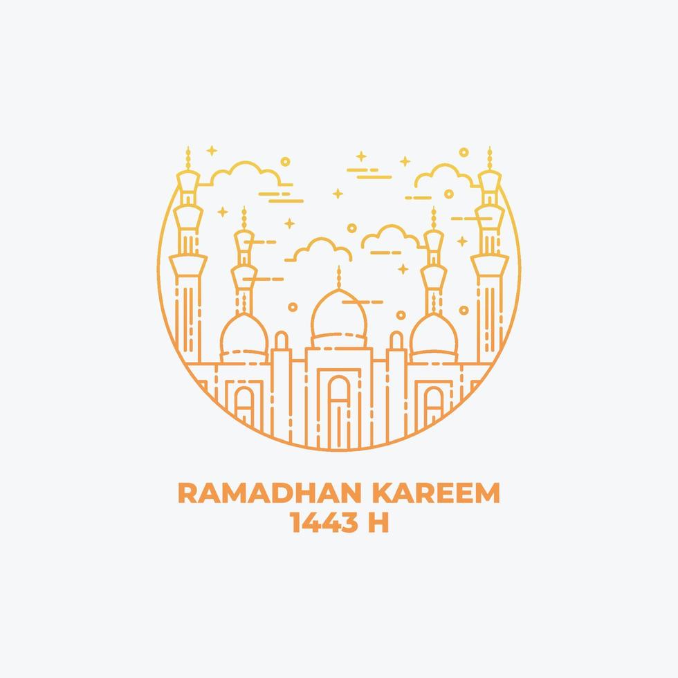Line art of Mosque for Ramadhan kareem. Illustration of Mosque line art style. Ramadhan kareem background vector