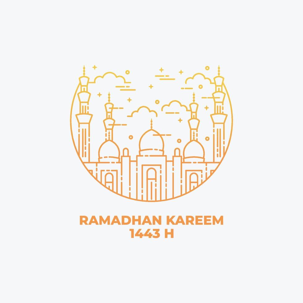 Line art of Mosque for Ramadhan kareem. Illustration of Mosque line art style. Ramadhan kareem background vector