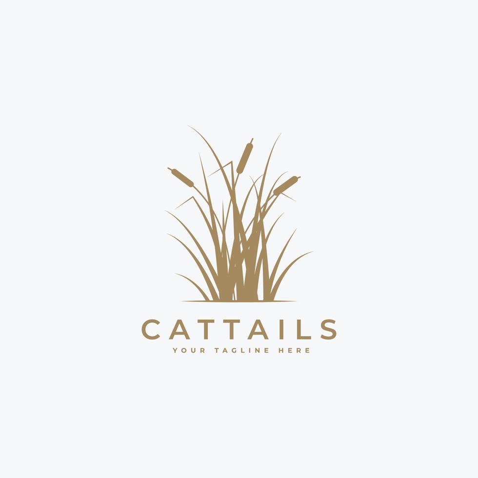 cattail grass logo vector illustration design, cattail logo template, cattail silhouette vector design