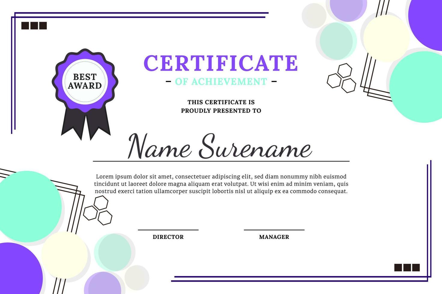 Colorful certificate for appreciation vector