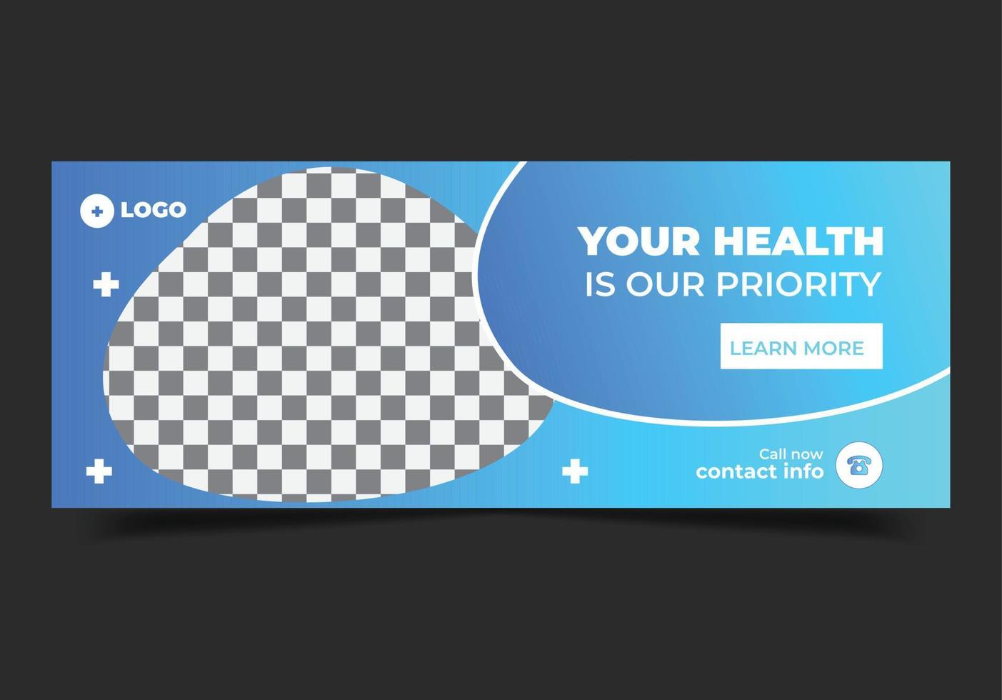 Medical social media post template, health banner template for social media, cover, web banner template vector