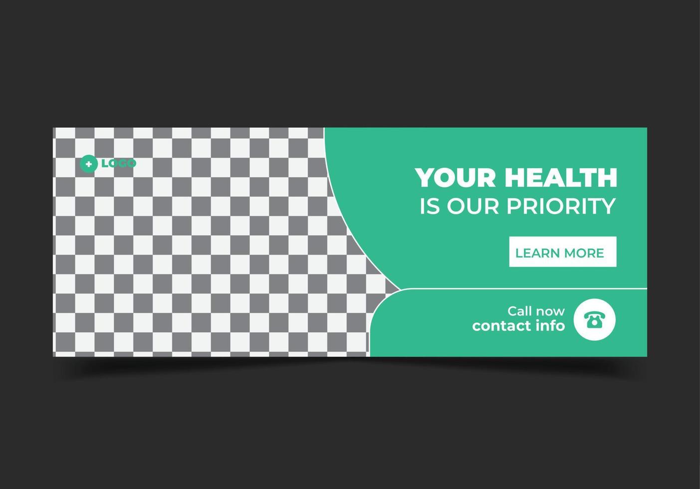 Medical social media post template, health banner template for social media, cover, web banner template vector