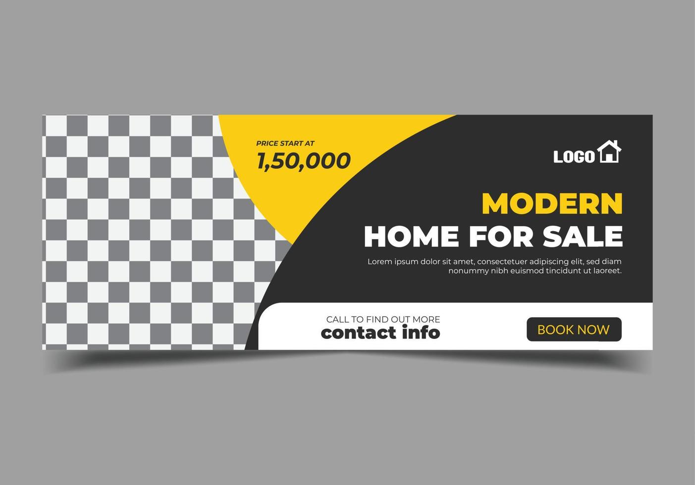 Real Estate Social Media Post Template, home sale cover template, web ad banner template, cover page, header, timeline flyer vector