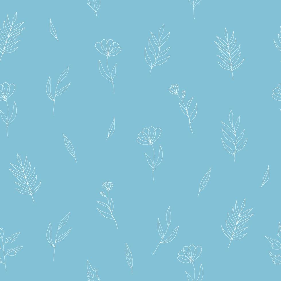 flowers seamless pattern hand drawn doodle. vector, minimalism, scandinavian, monochrome, trendy colors 2022. simple abstract plants. wallpaper, wrapping paper, textiles, background. vector