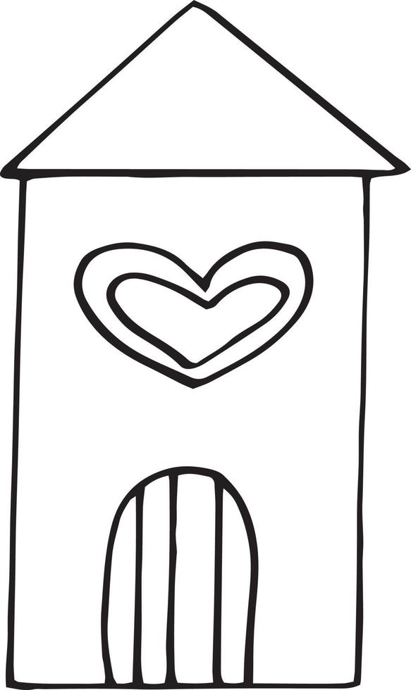 house doodle style decor icon. hand drawn, nordic, scandinavian. , minimalism, monochrome. sticker poster card building heart love vector