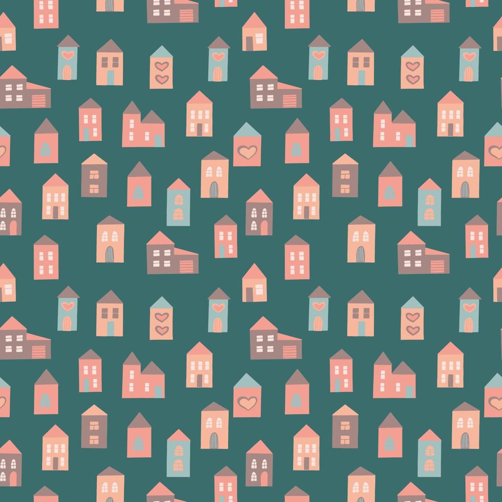 house seamless pattern hand drawn, . wallpaper, textiles wrapping paper background vector