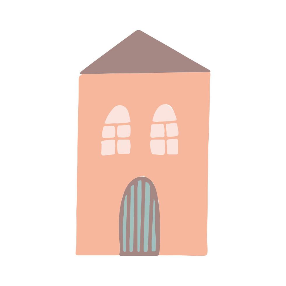 garabato dibujado a mano de la casa,. decoración, icono. minimalismo escandinavo pegatina cartel tarjeta edificio vector
