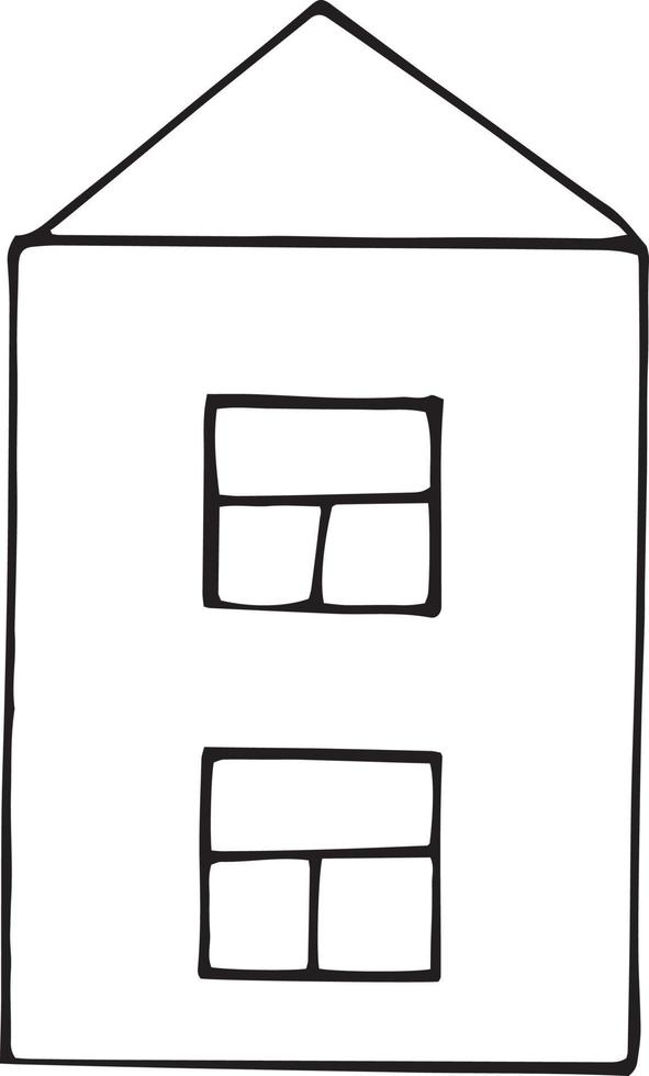 icono de decoración estilo doodle de la casa. dibujado a mano, nórdico, escandinavo. , minimalismo, edificio de tarjeta de cartel de etiqueta monocromática vector