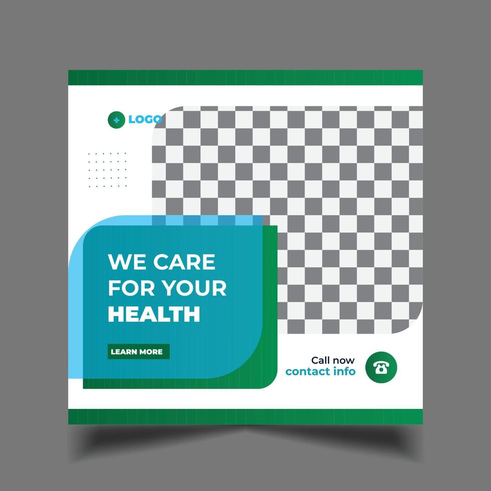 Medical social media post template, health banner template for social media, cover, web banner template vector