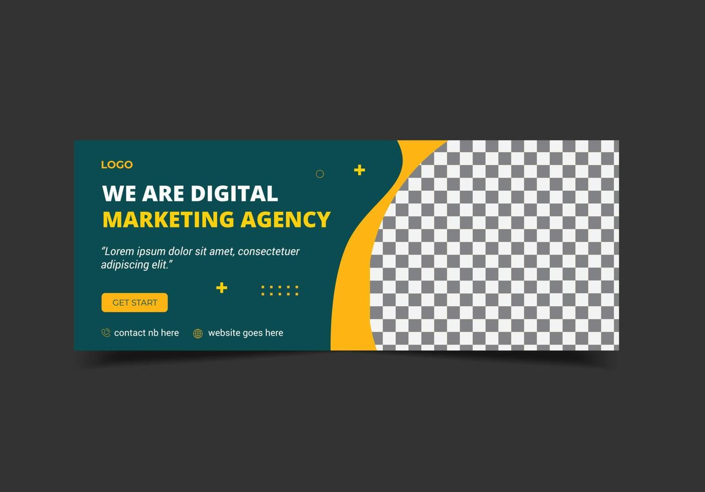 Digital marketing business agency social media design cover template, web banner template, Abstract banner design for ads, flyer vector