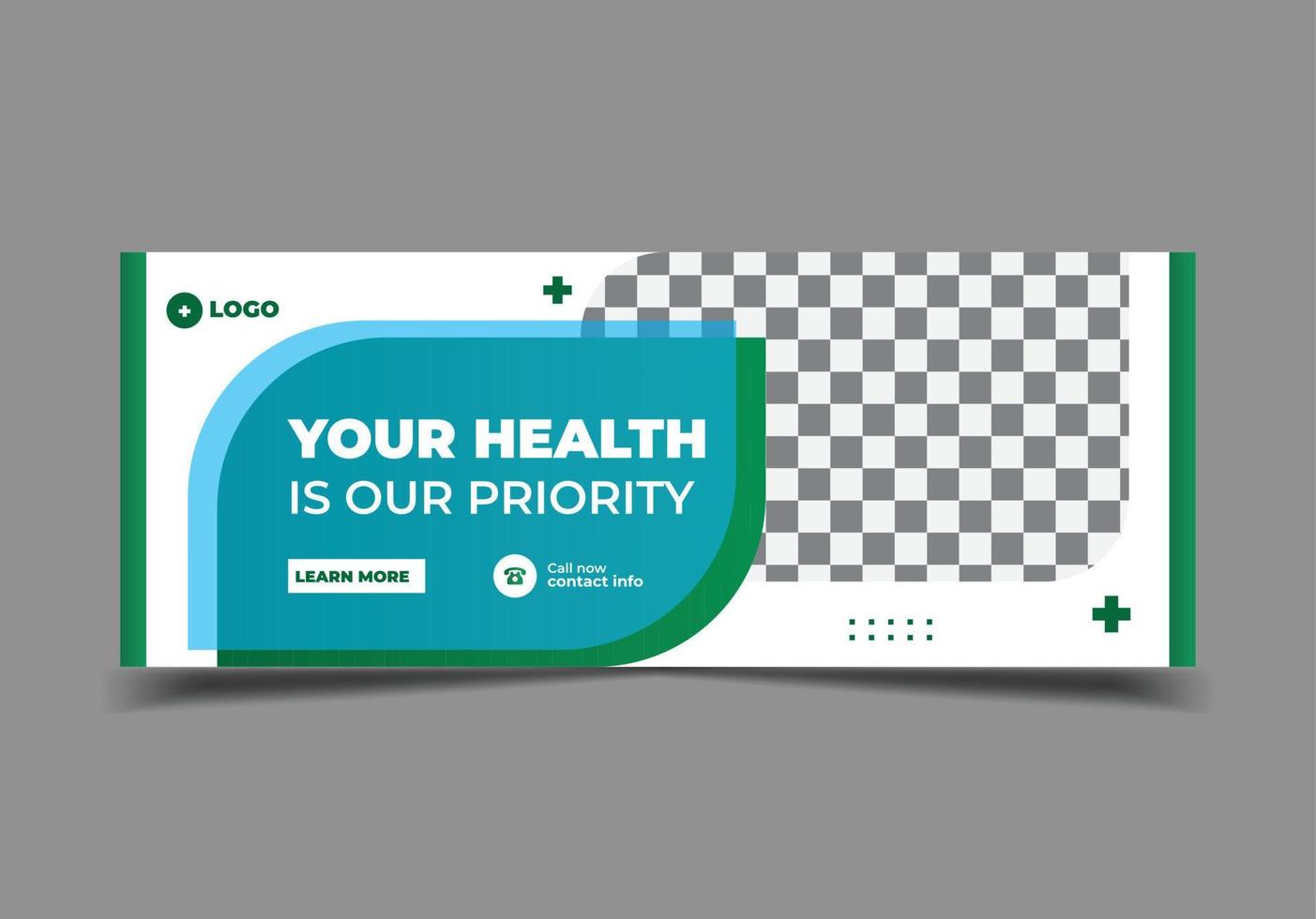 Medical social media post template, health banner template for social media, cover, web banner template vector