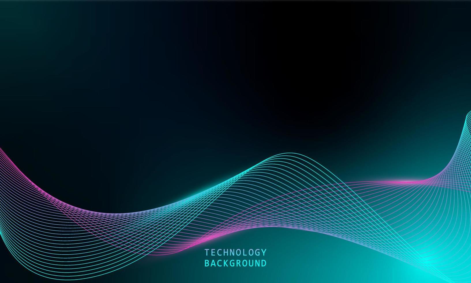 abstract wave technology background with blue light smooth and flow. vector