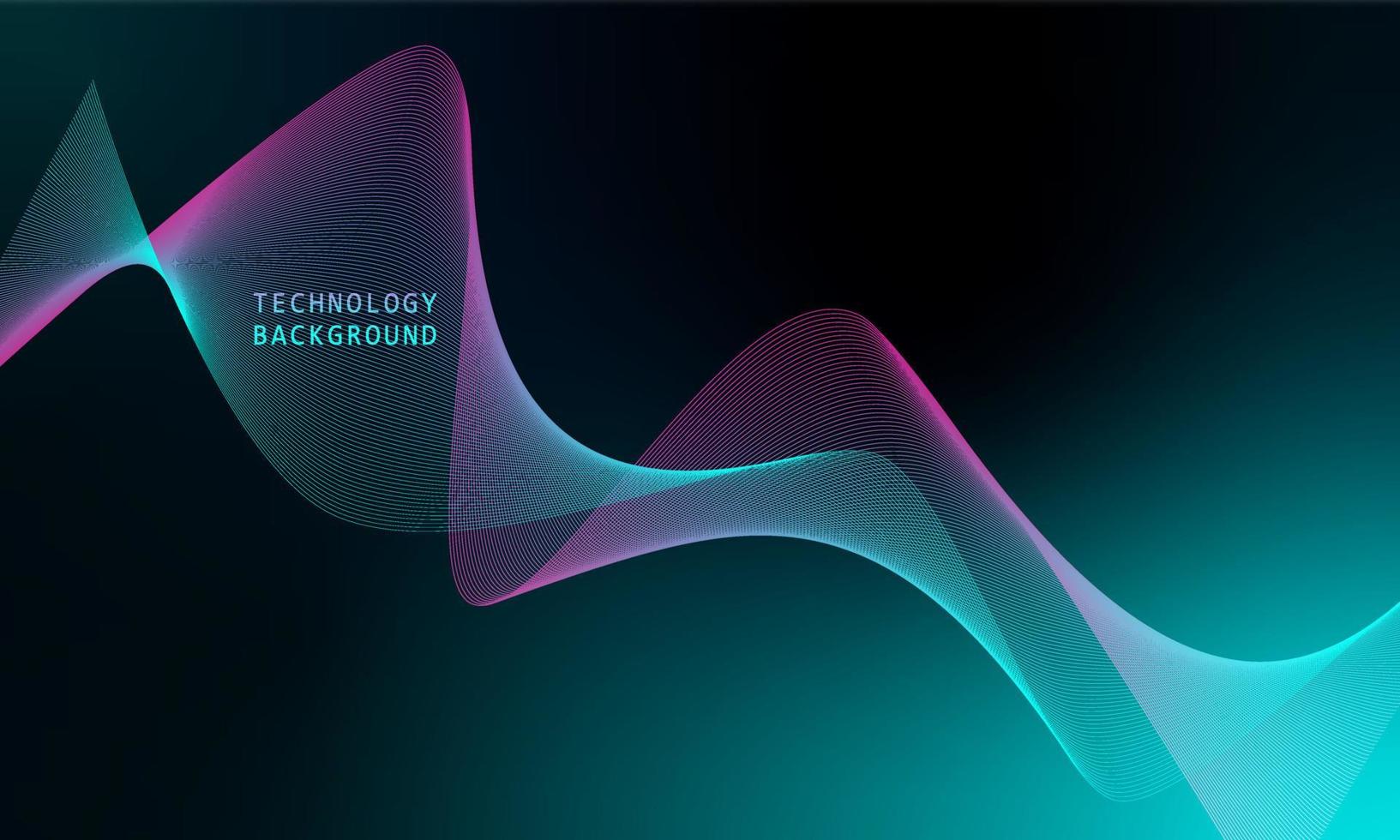 abstract wave technology background with blue light smooth and flow. vector