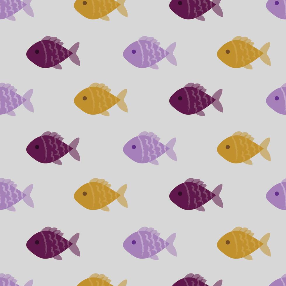 Seamless vector pattern with cute colorful fish