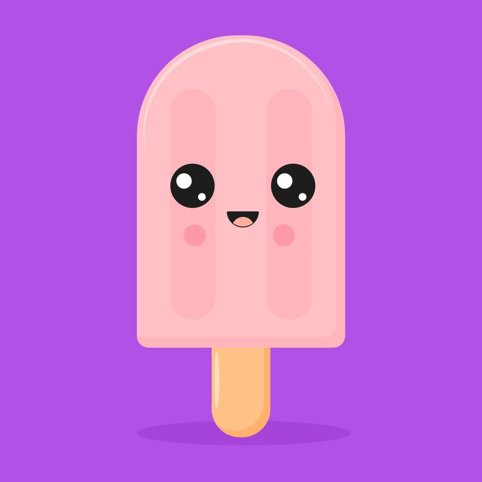 kawaii ice cream cute with emotion face on a stick Funny stickers for your designs, t-shirt postcard packaging design interior design vector illustration