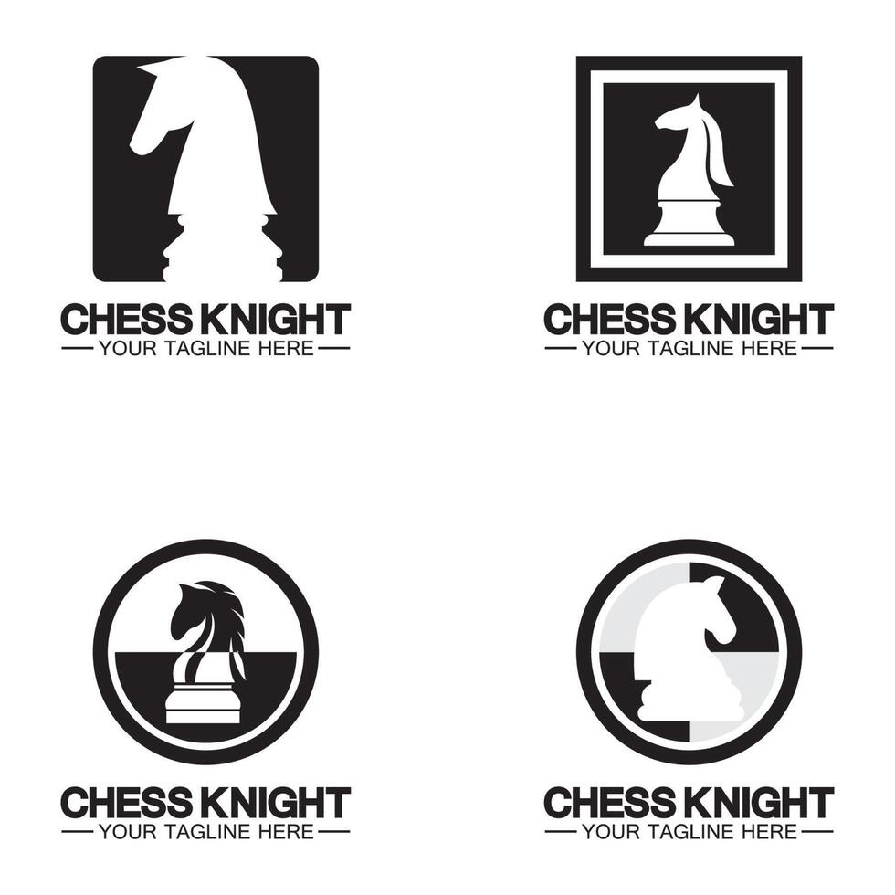 Black Chess Knight Horse silhouette logo design vector template