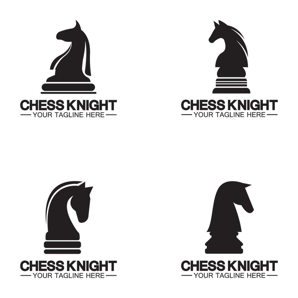 Black Chess Knight Horse silhouette logo design vector template