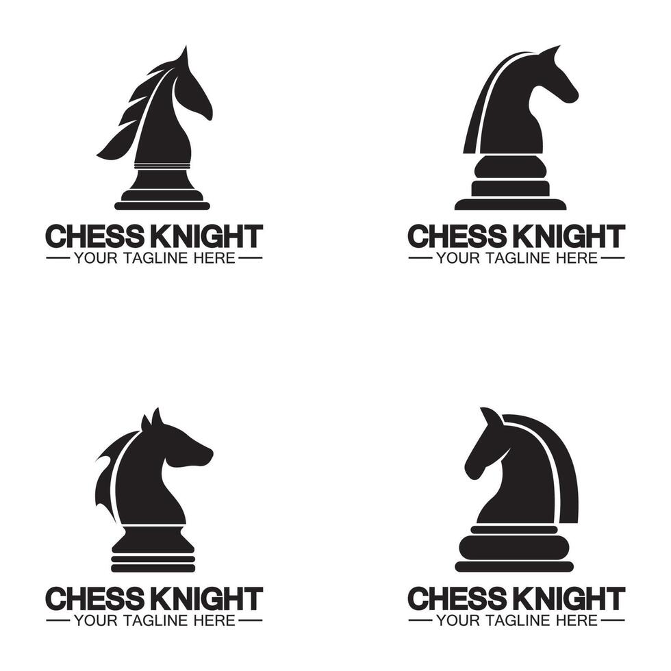 Black Chess Knight Horse silhouette logo design vector template