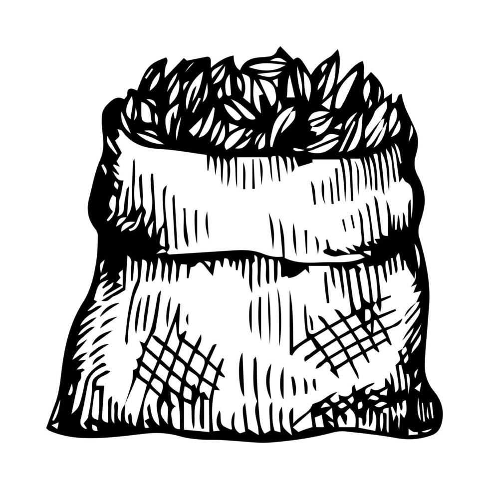 bolsa de arpillera con trigo fresco sobre fondo blanco ilustración vectorial vector