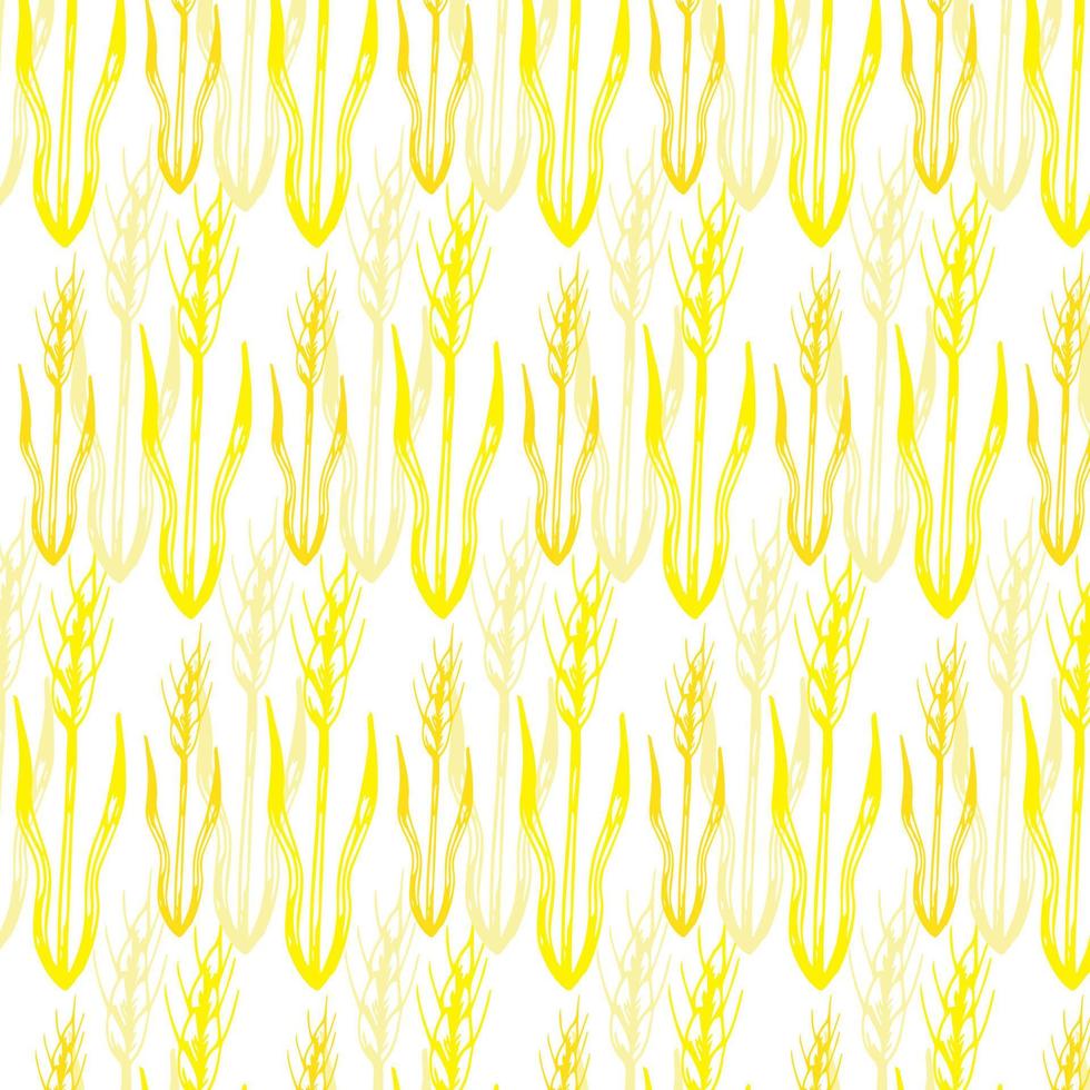 Vector seamless pattern illustration of ears of wheat. Malt beer background. Autumn harvest.