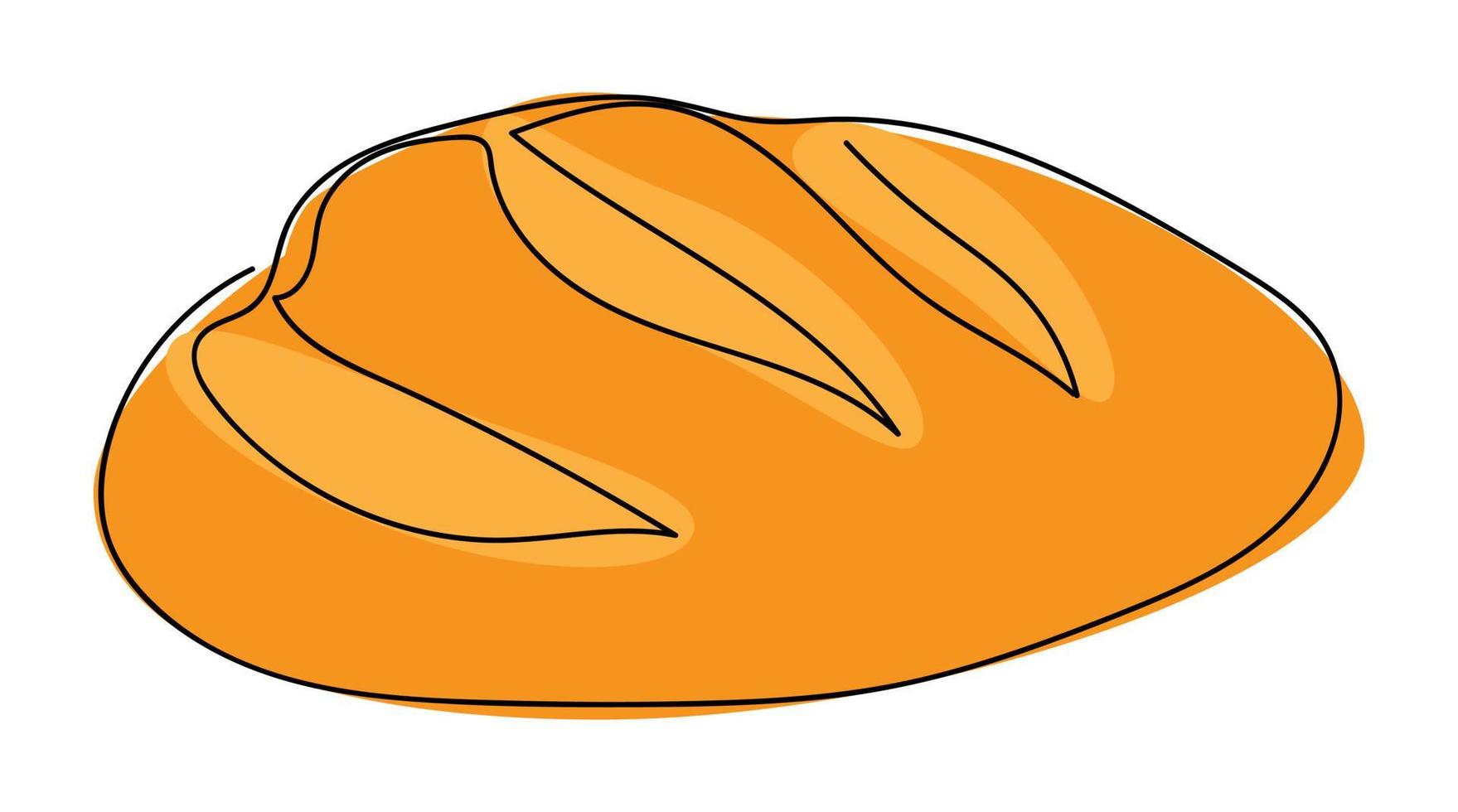 un dibujo de línea continua de pan largo. boceto de línea negra simple del concepto de baguette francesa, panadería y café bueno para el logotipo. ilustración vectorial vector