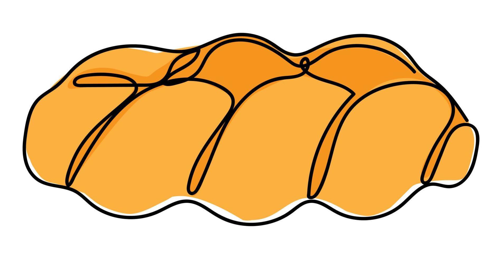 Continuous line bread. Vector line art. Bakery product for logo, packaging design, icon