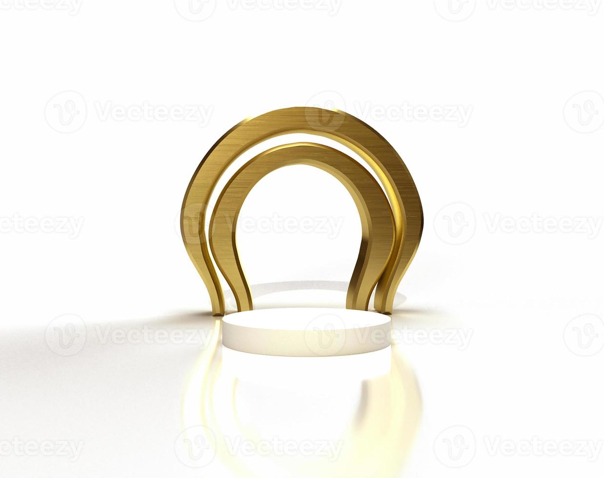 podium with golden arch, 3D rendering photo