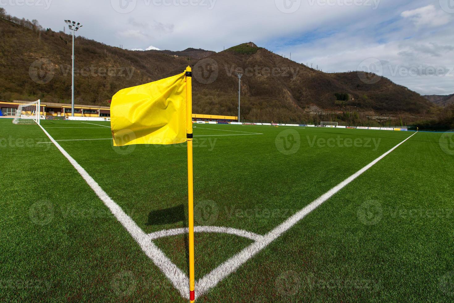 Corner soccer flag in a soccer field photo