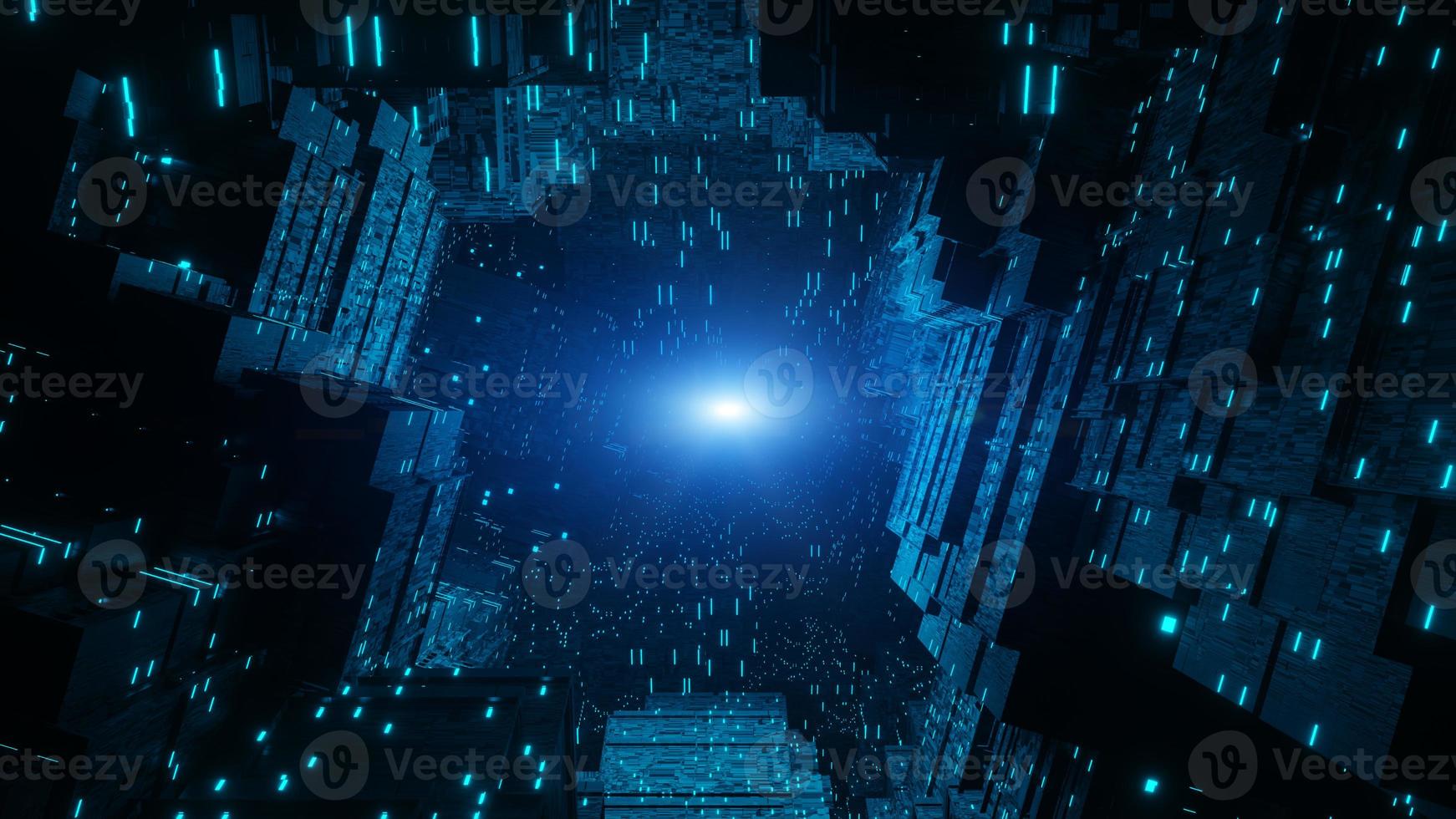 3d render tunnel of Hi-tech, Digital cyberspace futuristic abstract background. photo