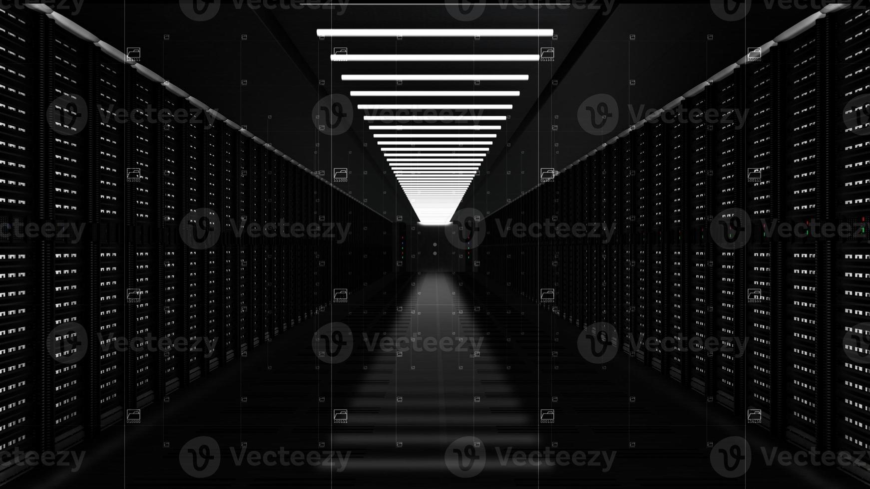 Digital data network servers in a server room of a data center or ISP with Electric circuit high speed data transfer photo