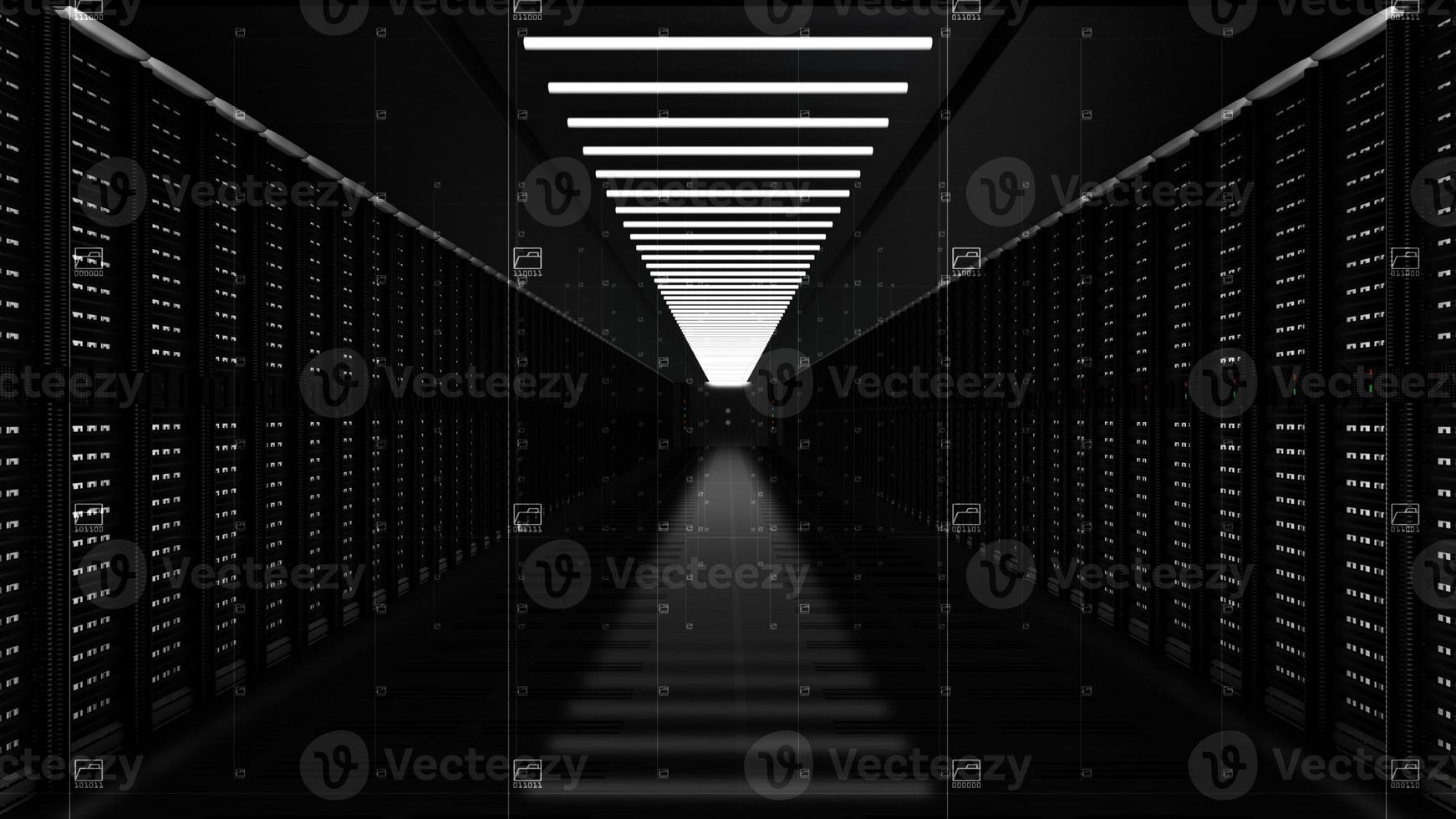 Digital data network servers in a server room of a data center or ISP with Electric circuit high speed data transfer photo