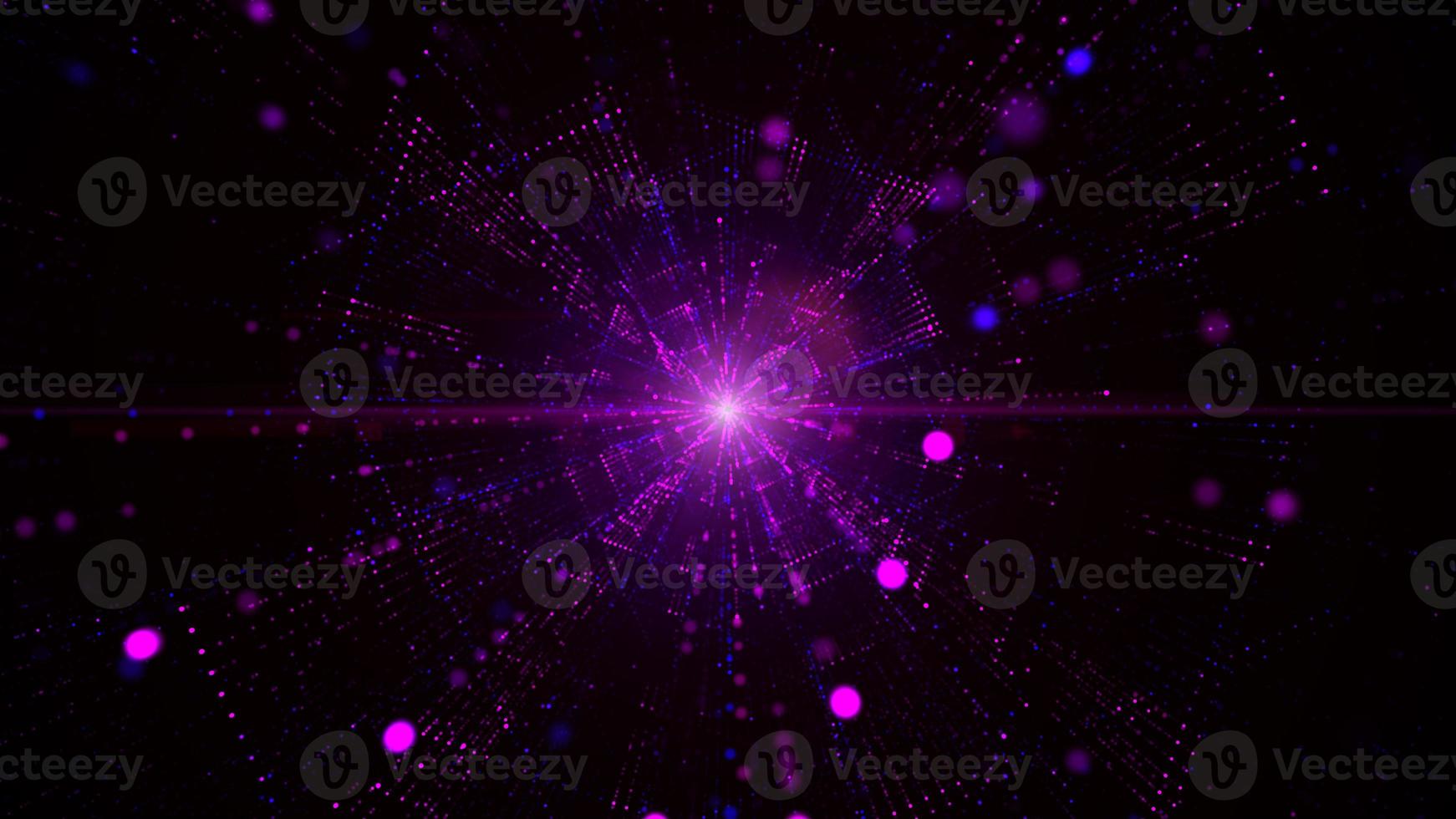 Digital tunnel of cyberspace with particles and lighting, Technology network connections abstract background concept. photo