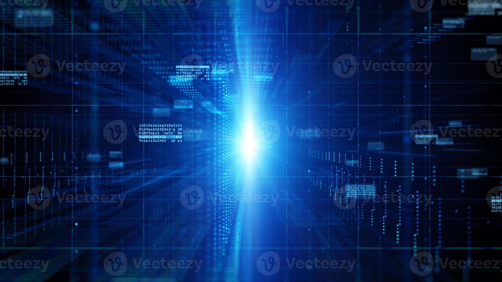 Digital cyberspace with particles and Digital data network connections background concept. photo