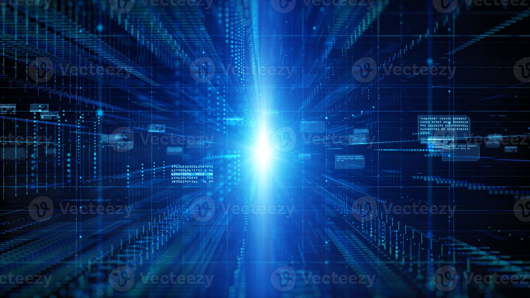 Digital cyberspace with particles and Digital data network connections background concept. photo