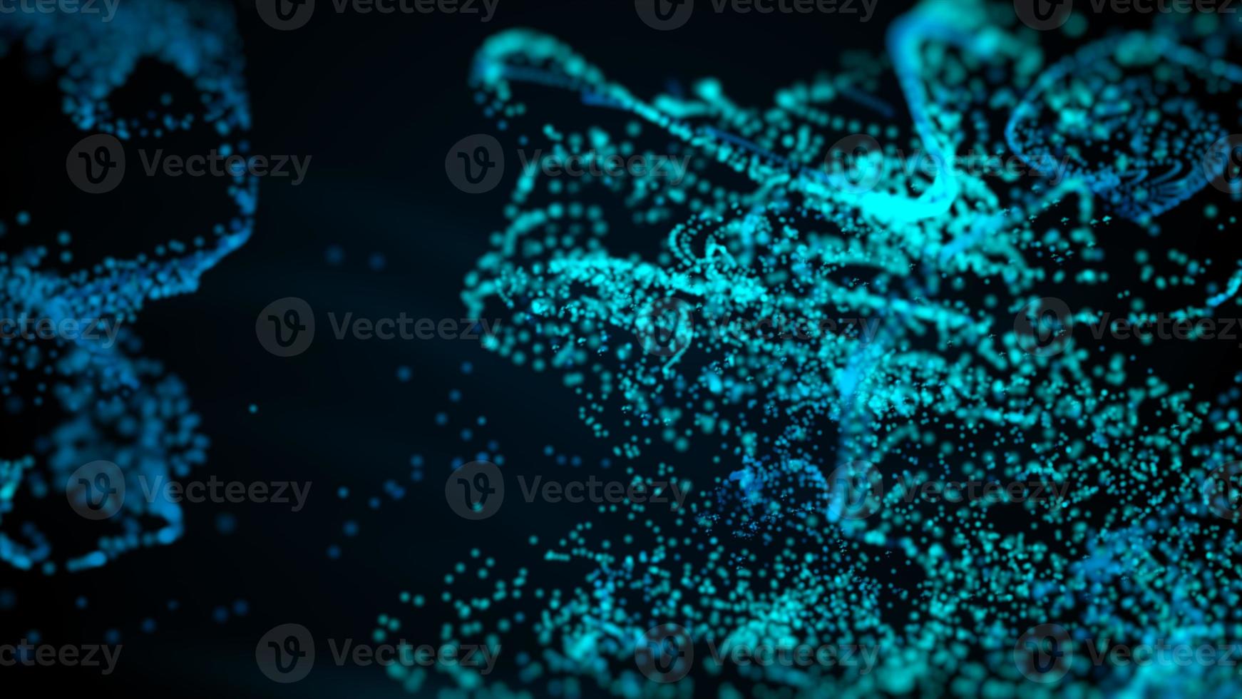 Fluid blue and green particles flowing beautiful with depth of field abstract background photo