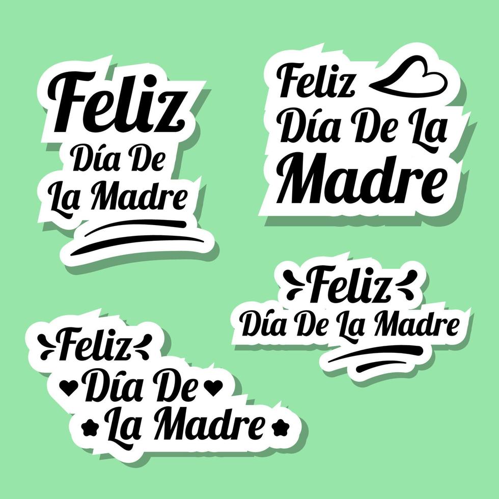 Dia De La Madre Mothers Day Lettering Stickers Collection Design vector