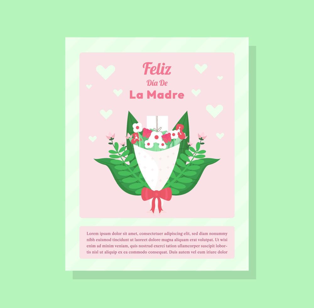 Flat Feliz Dia De La Madre Mothers Day Greeting Card Template Design vector