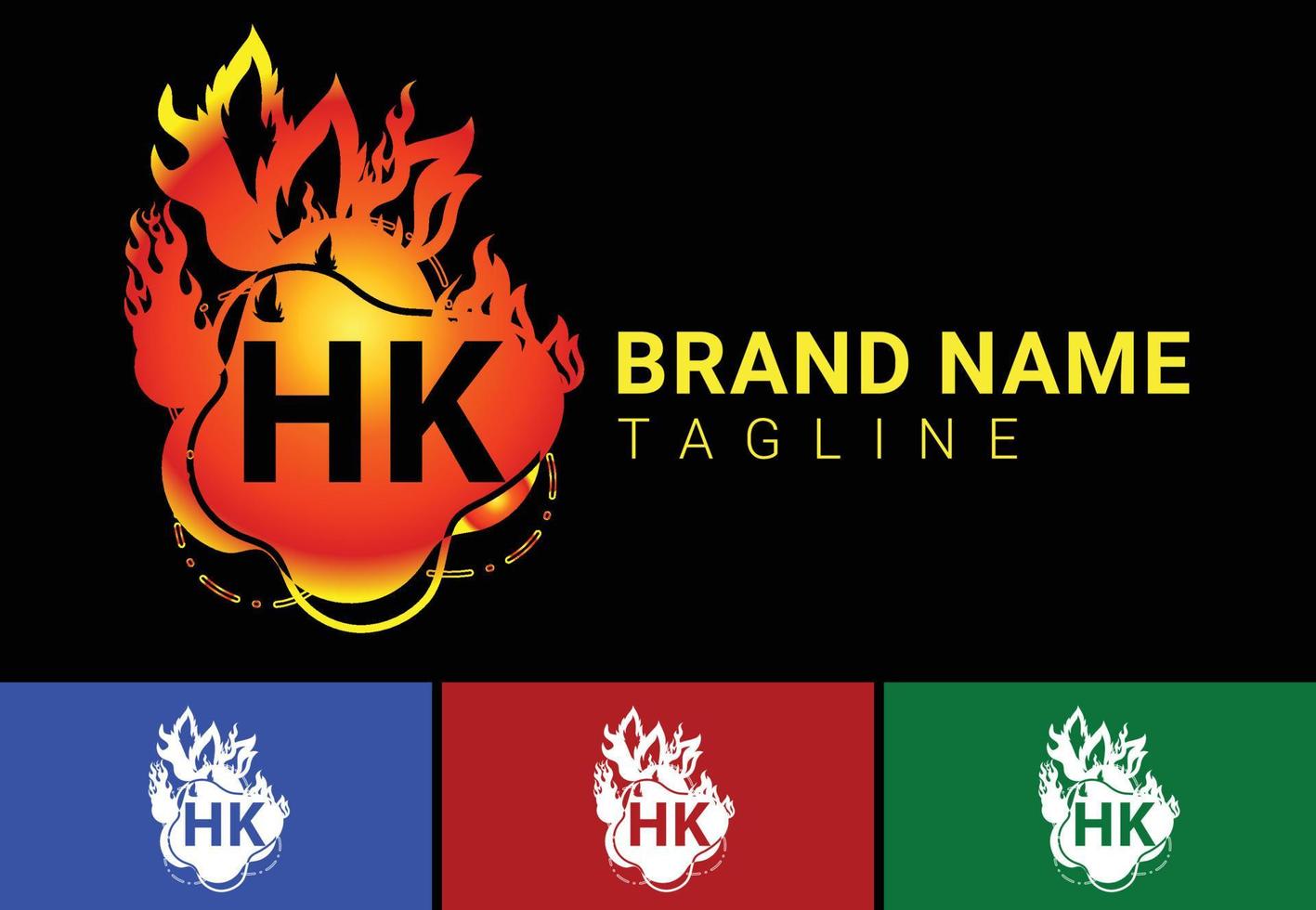 Fire HK Letter Logo And Icon Design Template vector