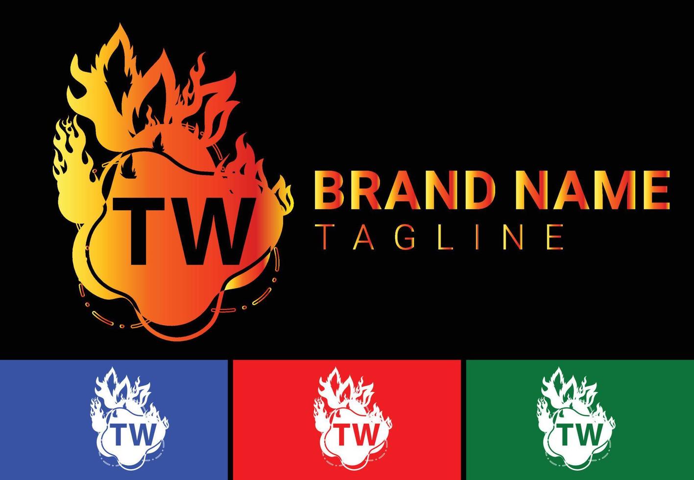 Fire TW Letter Logo And Icon Design Template vector