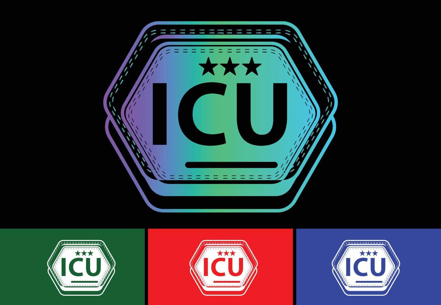 plantilla de diseño de icono y logotipo de letra icu nuevo vector