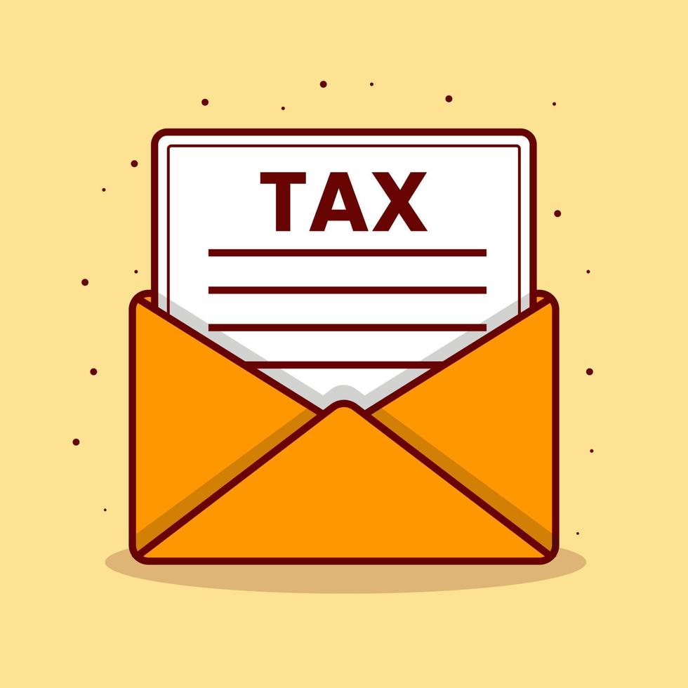 Tax from paper bill concept cartoon illustration flat vector isolated object