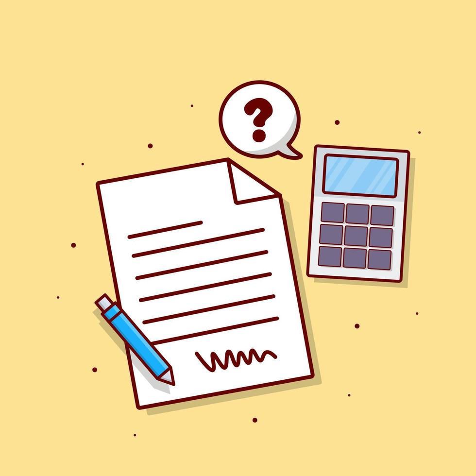 Tax from paper bill and calculator count concept cartoon illustration flat vector isolated object